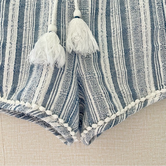 Aeropostale Cotton Blue & White Textured Stripes, Beachy Elastic Waist Shorts - Picture 4 of 10